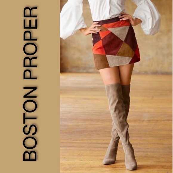 Boston Proper Dresses & Skirts - Vintage Boston Proper Suede Patchwork Miniskirt